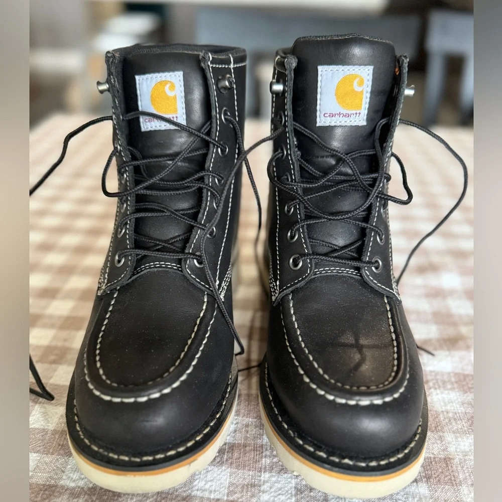 Carhartt Black Leather waterproof women's boots - Never worn size 6 - Picture 3 of 7